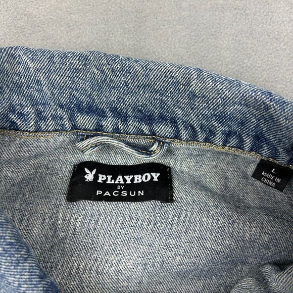 Playboy for Pacsun Jacket Mens Large Denim Posse Denim Jean Button Up Trucker - Picture 5 of 10
